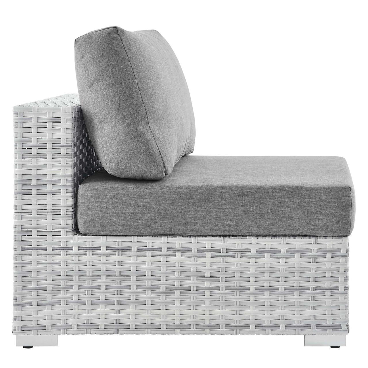 Conversation Alfresco Armless Chair | Outdoor Modular Sectional Component, Light Gray & Gray
