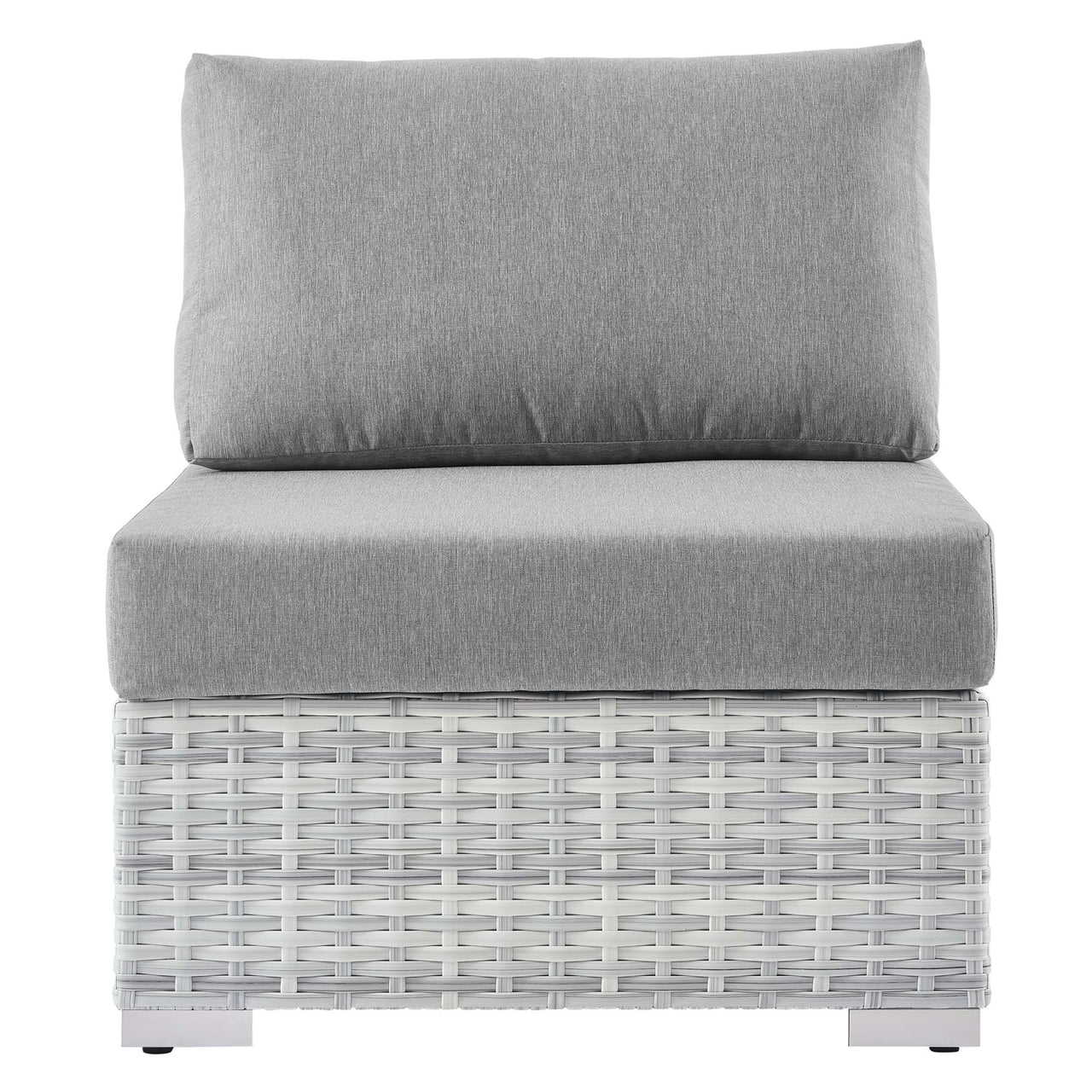 Conversation Alfresco Armless Chair | Outdoor Modular Sectional Component, Light Gray & Gray
