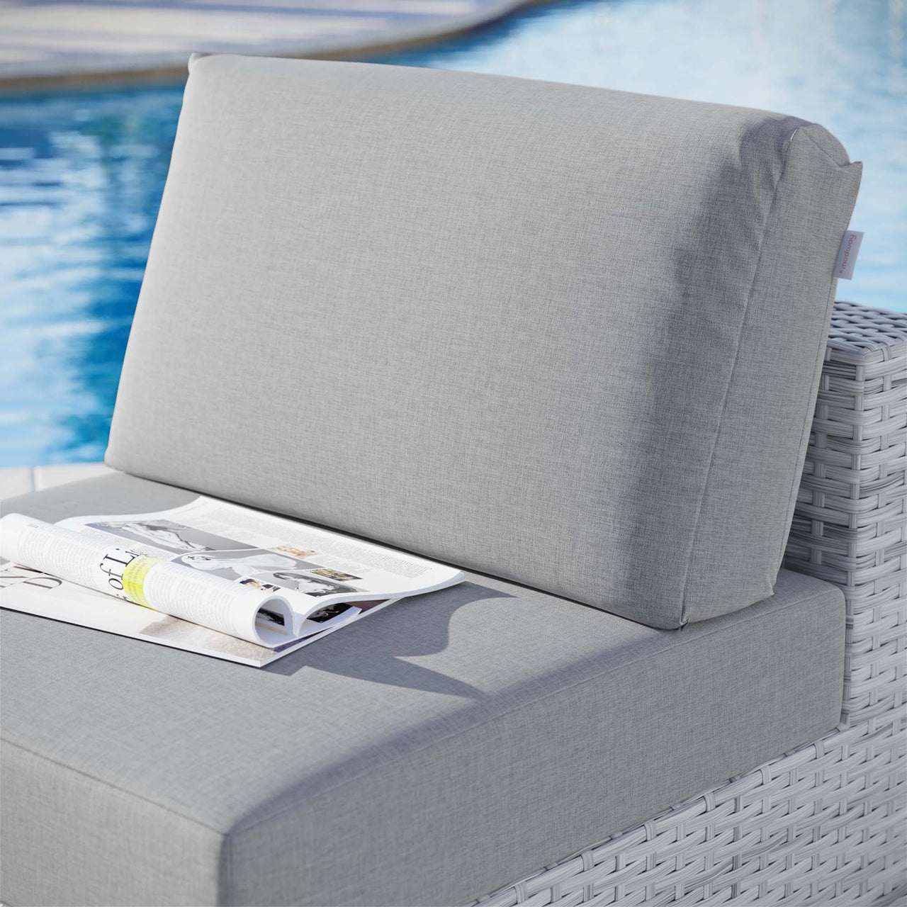Conversation Alfresco Armless Chair | Outdoor Modular Sectional Component, Light Gray & Gray