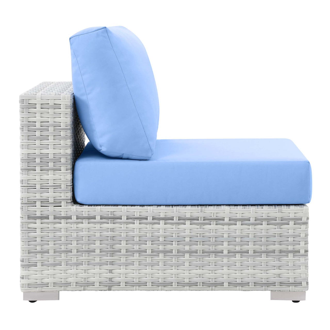 Conversation Alfresco Armless Chair | Outdoor Modular Sectional Component, Light Gray & Light Blue