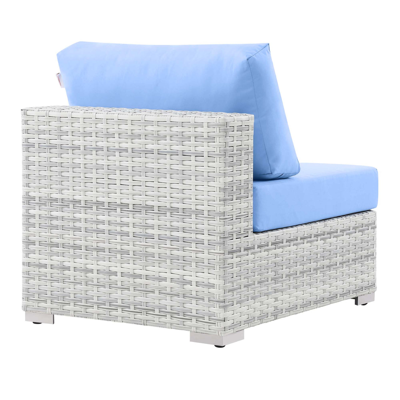 Conversation Alfresco Armless Chair | Outdoor Modular Sectional Component, Light Gray & Light Blue