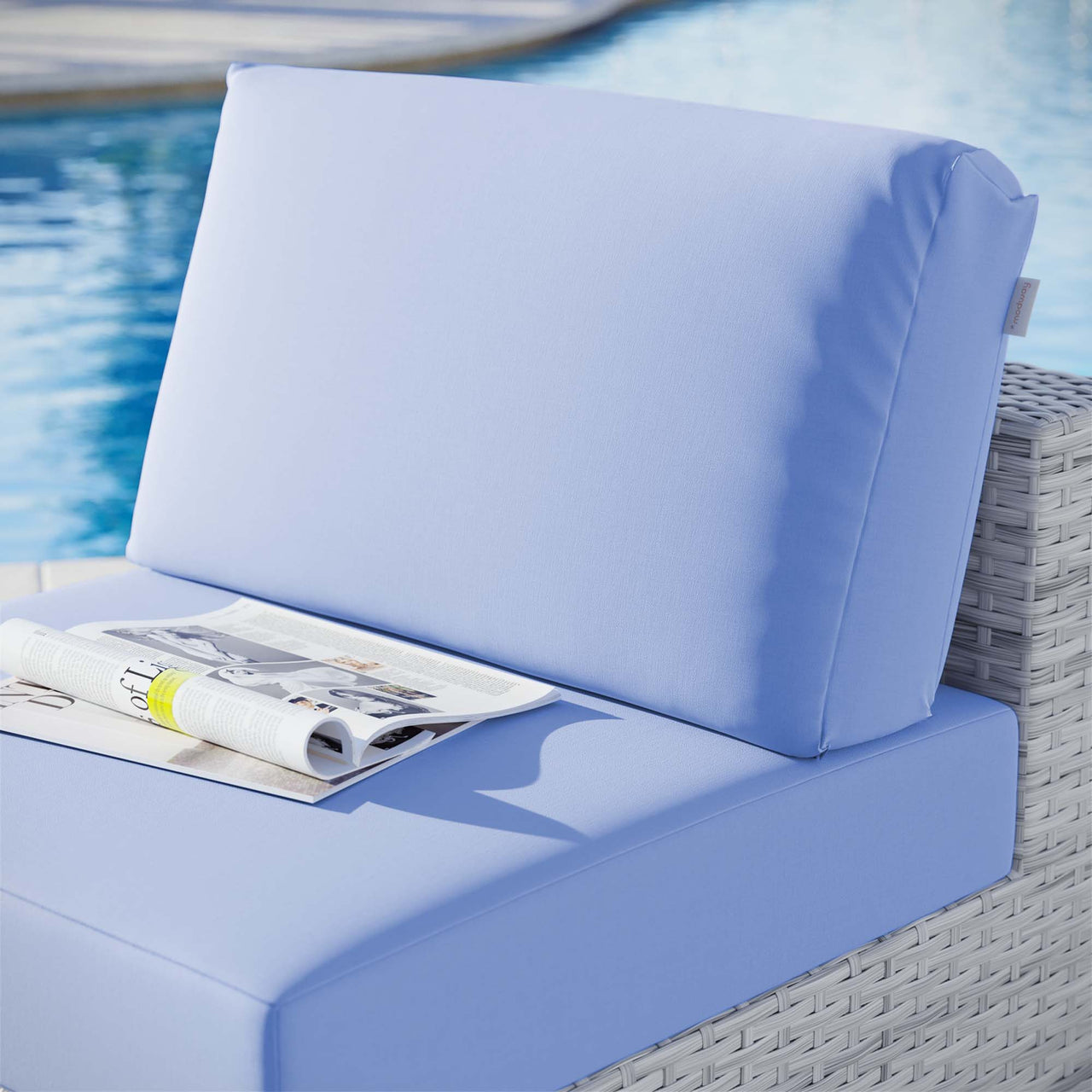 Conversation Alfresco Armless Chair | Outdoor Modular Sectional Component, Light Gray & Light Blue