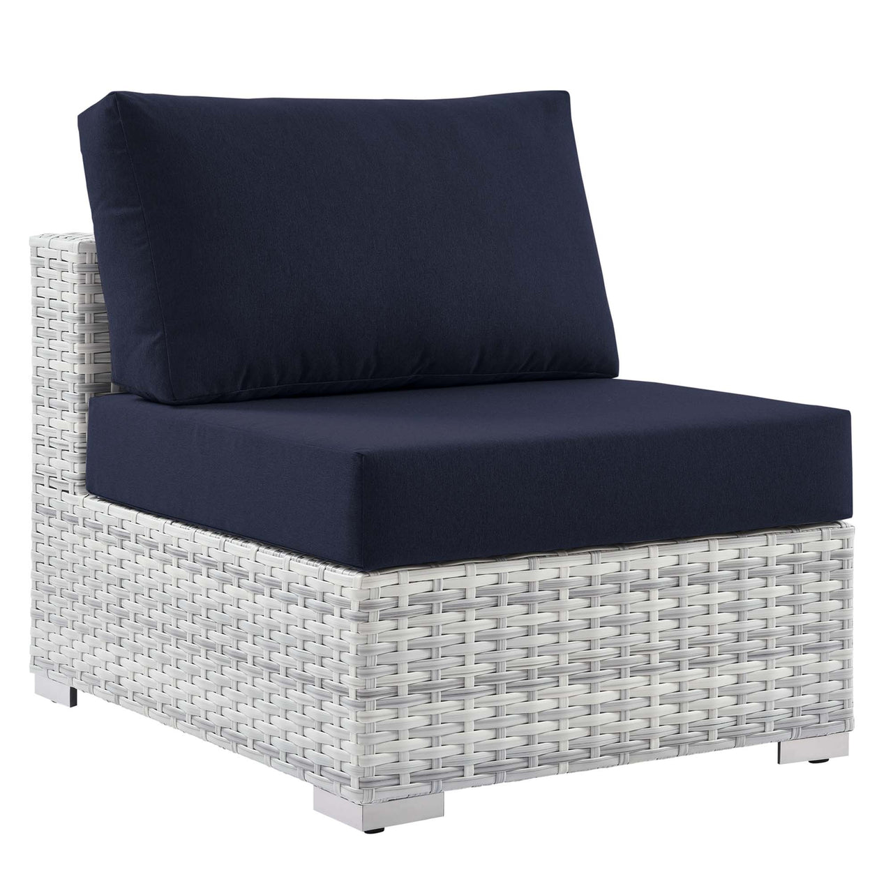 Conversation Alfresco Armless Chair | Outdoor Modular Sectional Component, Light Gray & Navy