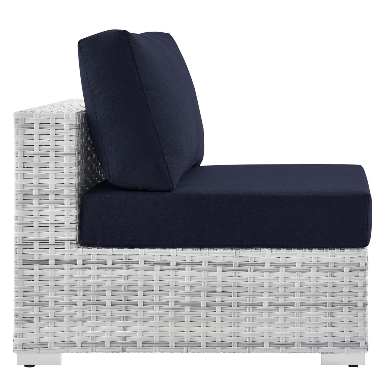 Conversation Alfresco Armless Chair | Outdoor Modular Sectional Component, Light Gray & Navy