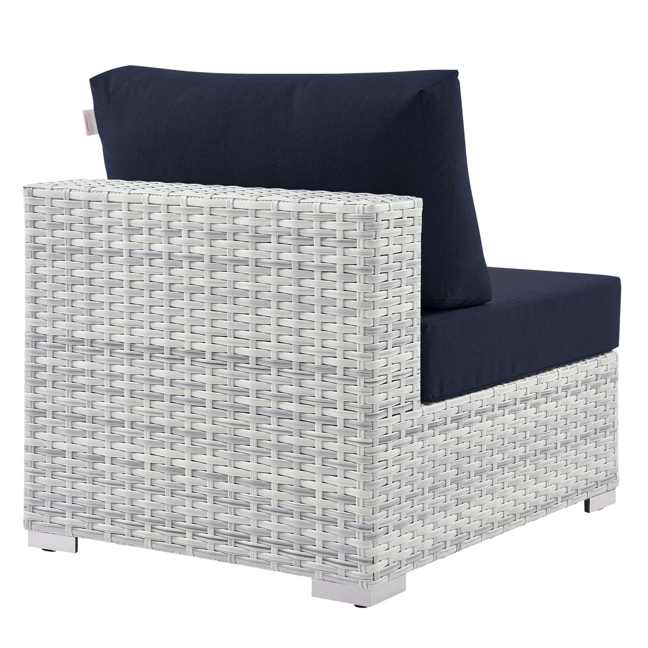 Conversation Alfresco Armless Chair | Outdoor Modular Sectional Component, Light Gray & Navy