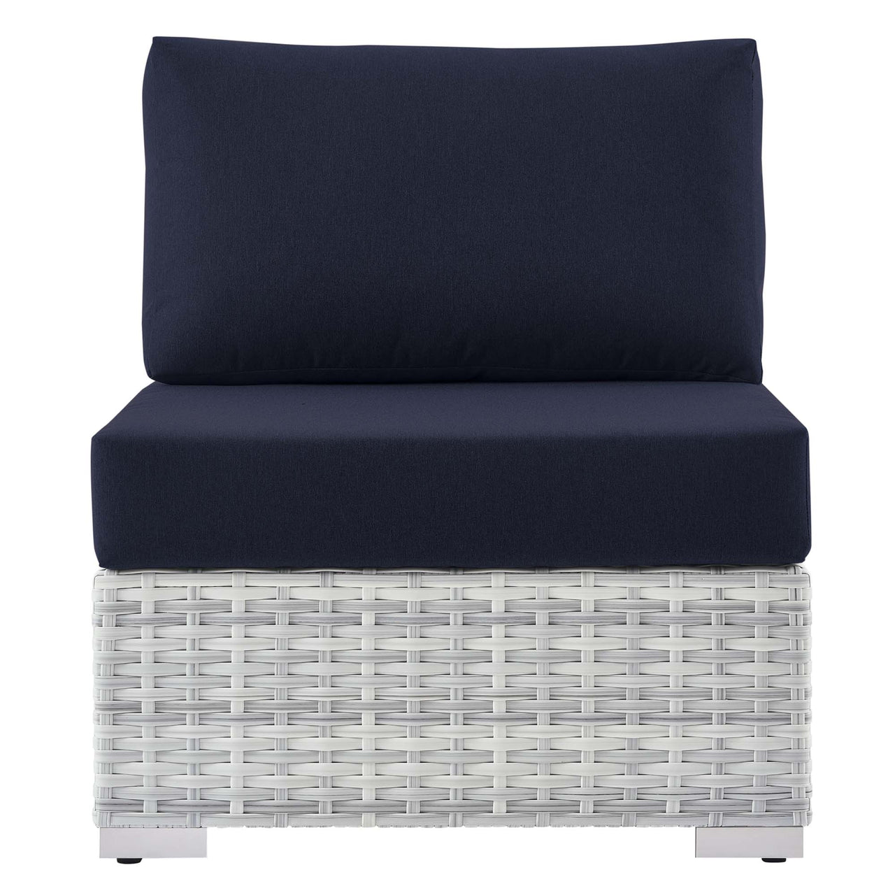 Conversation Alfresco Armless Chair | Outdoor Modular Sectional Component, Light Gray & Navy