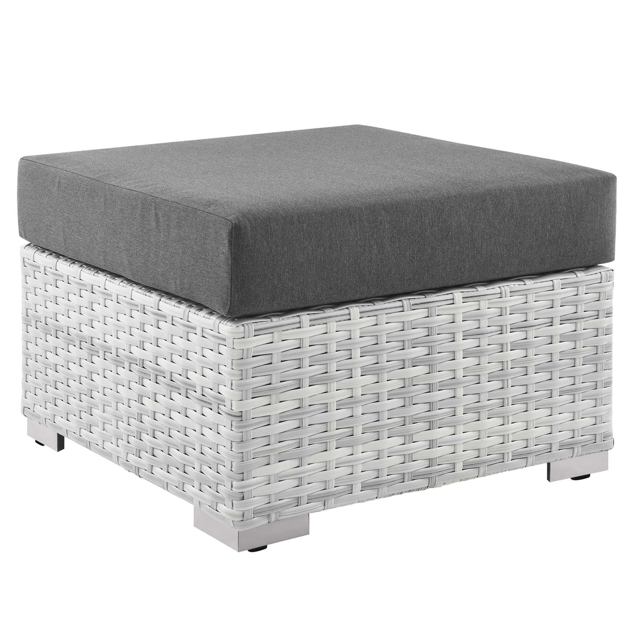 Conversation Alfresco Ottoman | Outdoor Modular Sectional Component, Light Gray & Charcoal