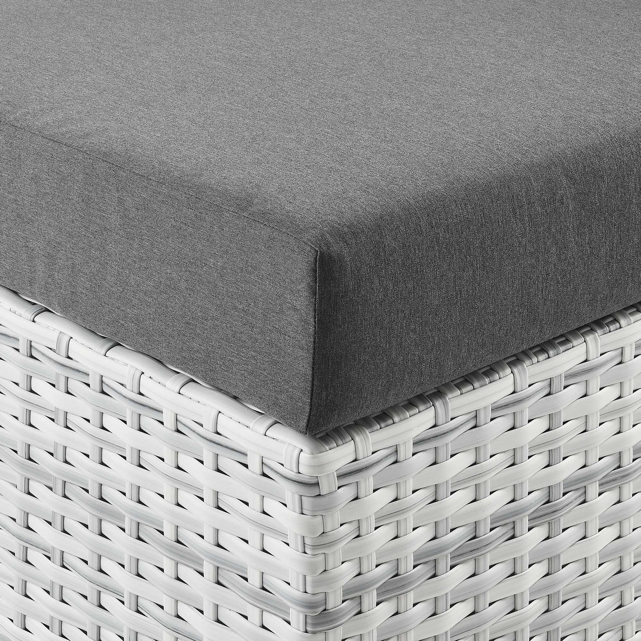 Conversation Alfresco Ottoman | Outdoor Modular Sectional Component, Light Gray & Charcoal
