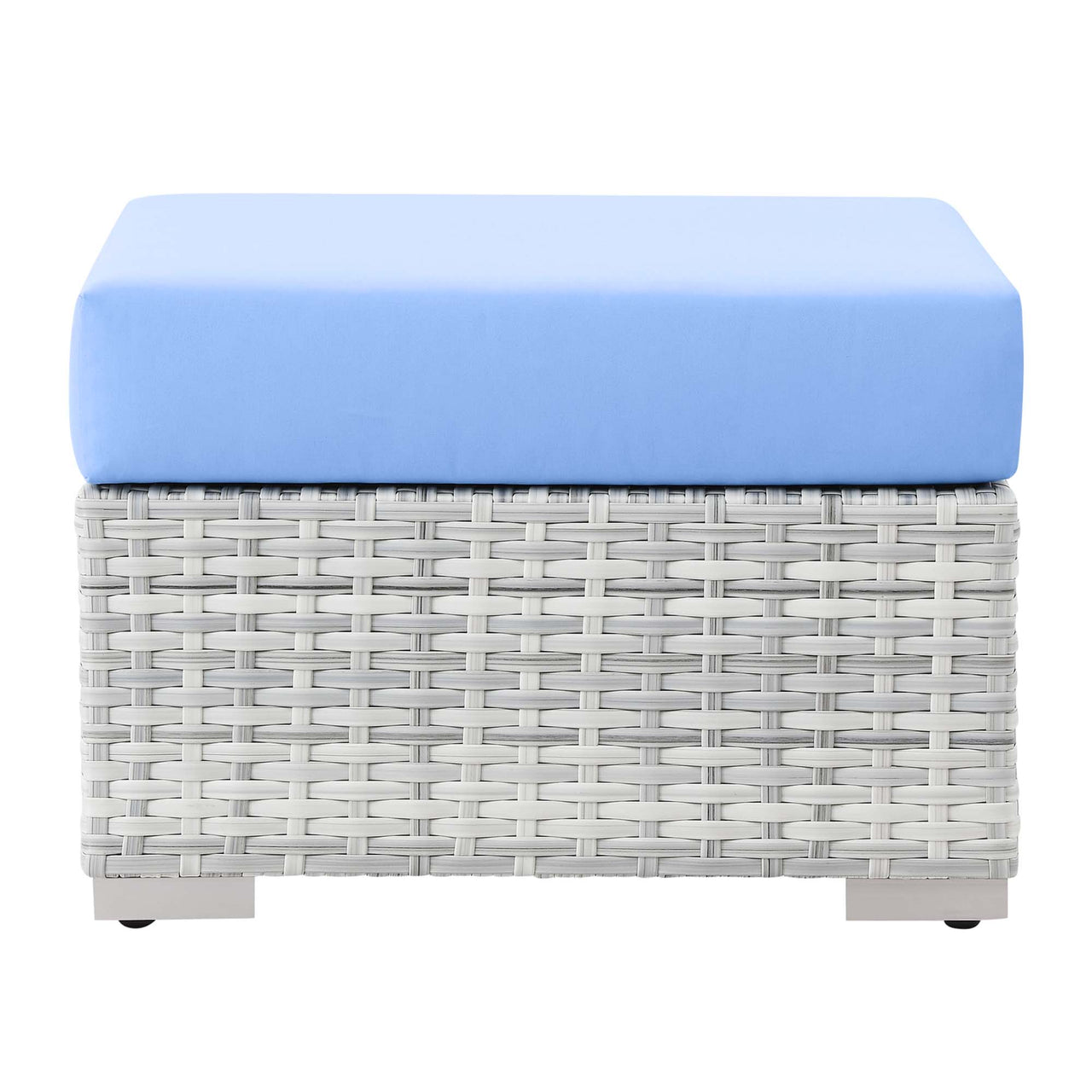 Conversation Alfresco Ottoman | Outdoor Modular Sectional Component, Light Gray & Light Blue