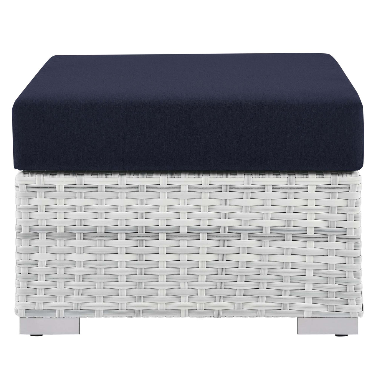 Conversation Alfresco Ottoman | Outdoor Modular Sectional Component, Light Gray & Navy