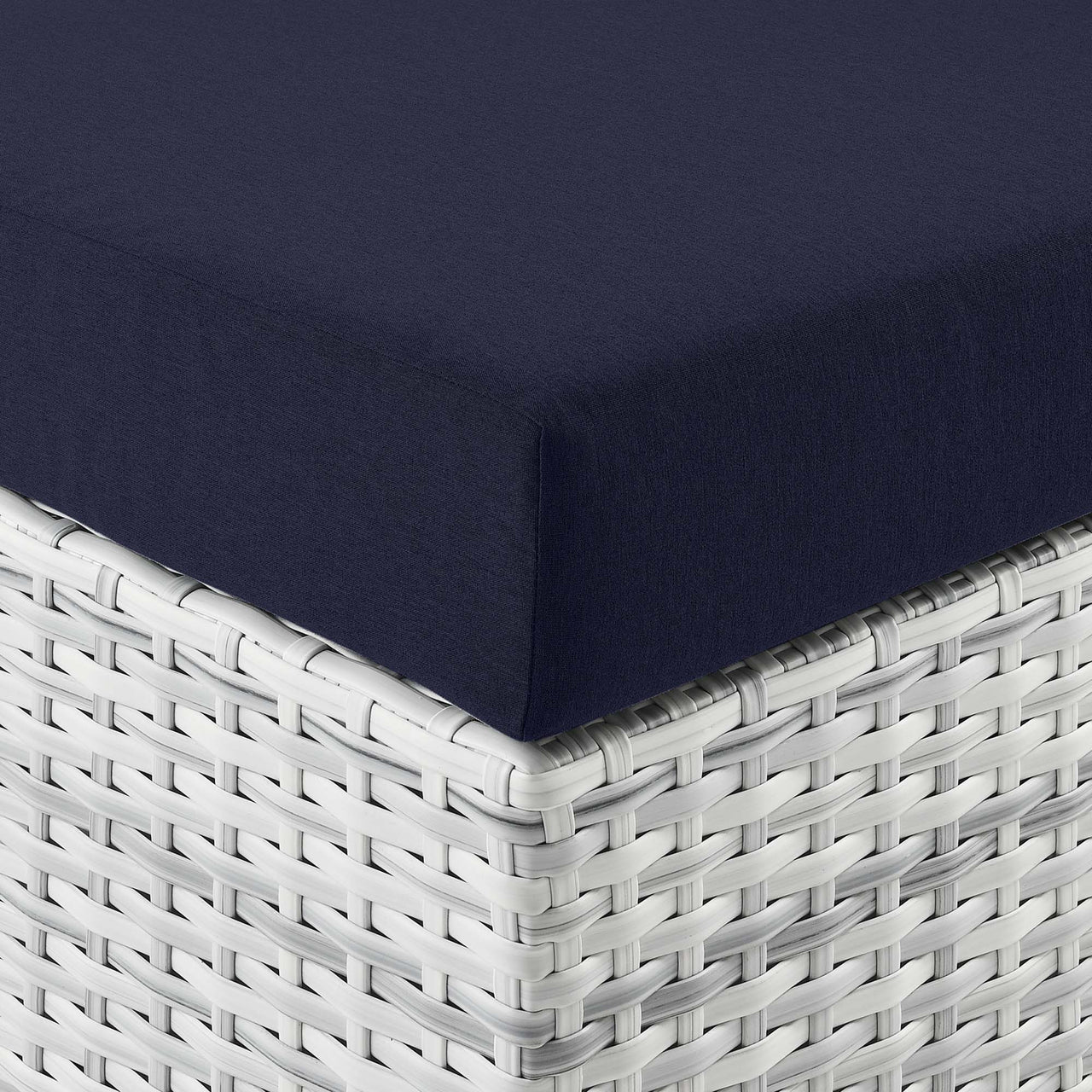 Conversation Alfresco Ottoman | Outdoor Modular Sectional Component, Light Gray & Navy