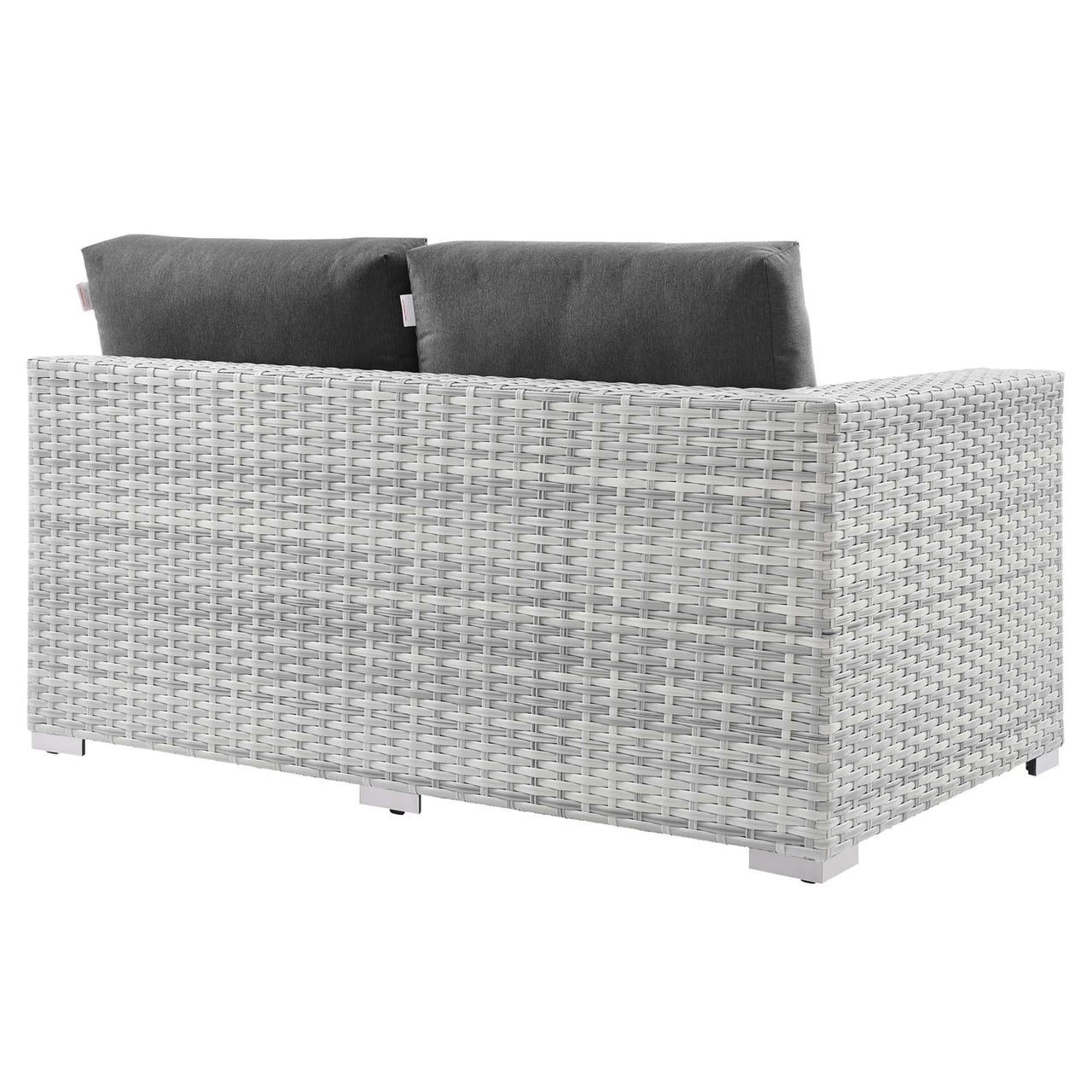 Conversation Alfresco Right-Arm Loveseat | Outdoor Modular Sectional Component, Light Gray & Charcoal
