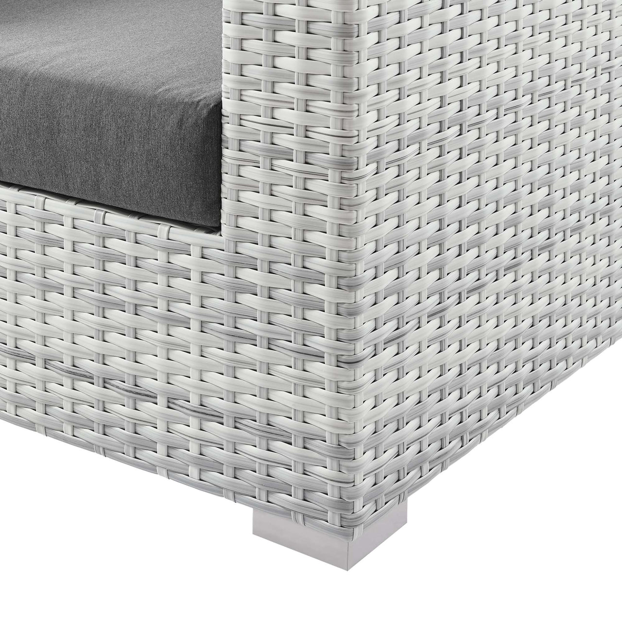 Conversation Alfresco Right-Arm Loveseat | Outdoor Modular Sectional Component, Light Gray & Charcoal