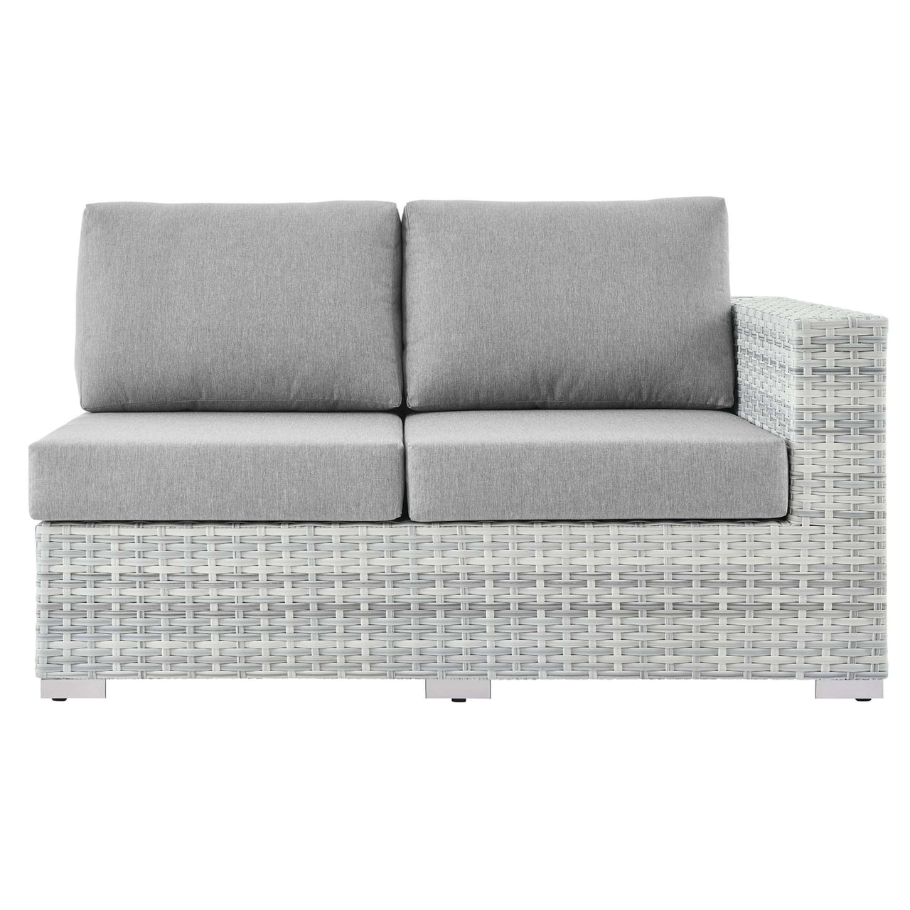 Conversation Alfresco Right-Arm Loveseat | Outdoor Modular Sectional Component, Light Gray & Gray