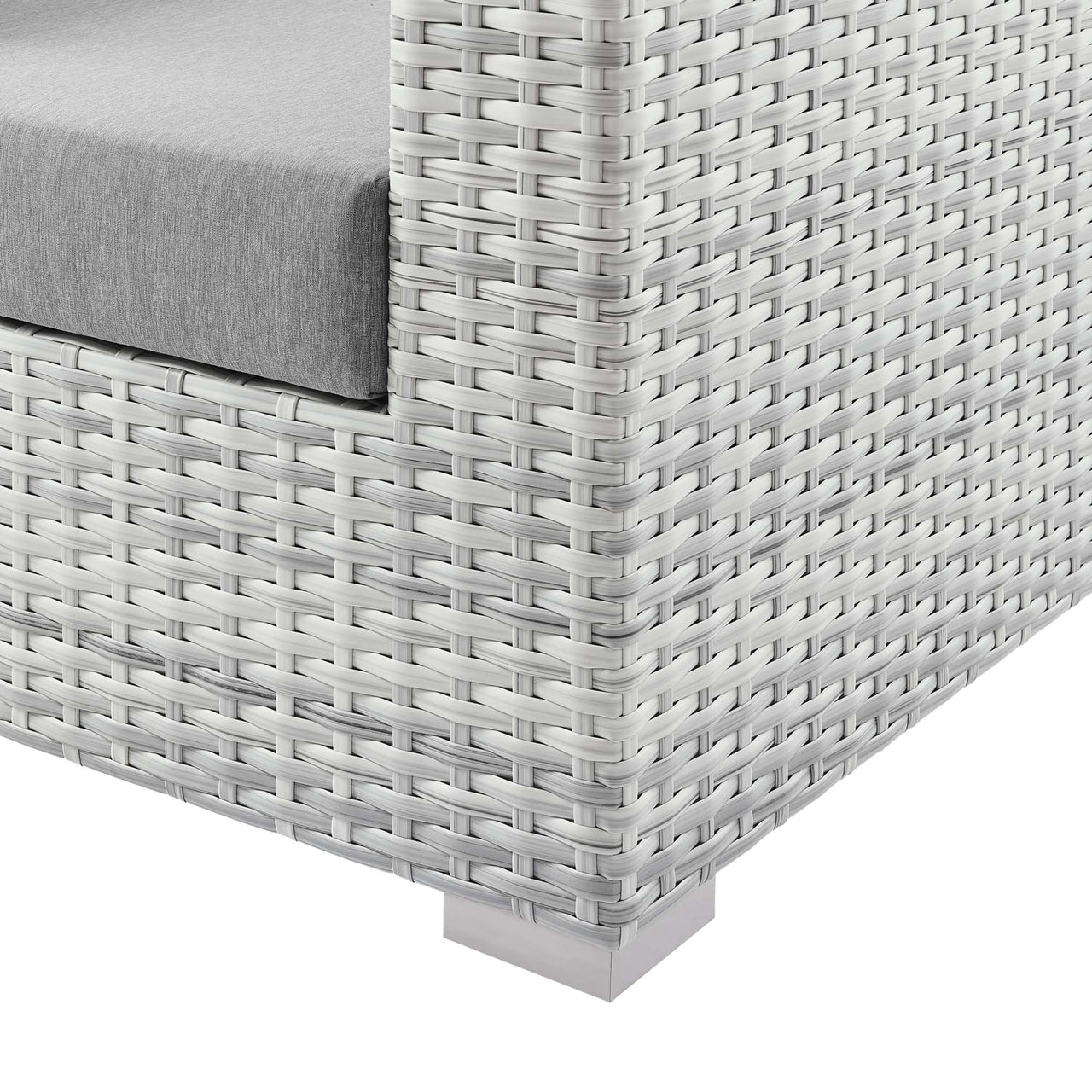 Conversation Alfresco Right-Arm Loveseat | Outdoor Modular Sectional Component, Light Gray & Gray