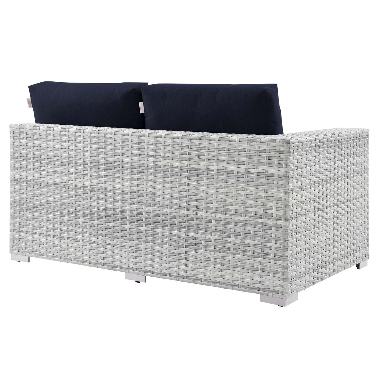 Conversation Alfresco Right-Arm Loveseat | Outdoor Modular Sectional Component, Light Gray & Navy