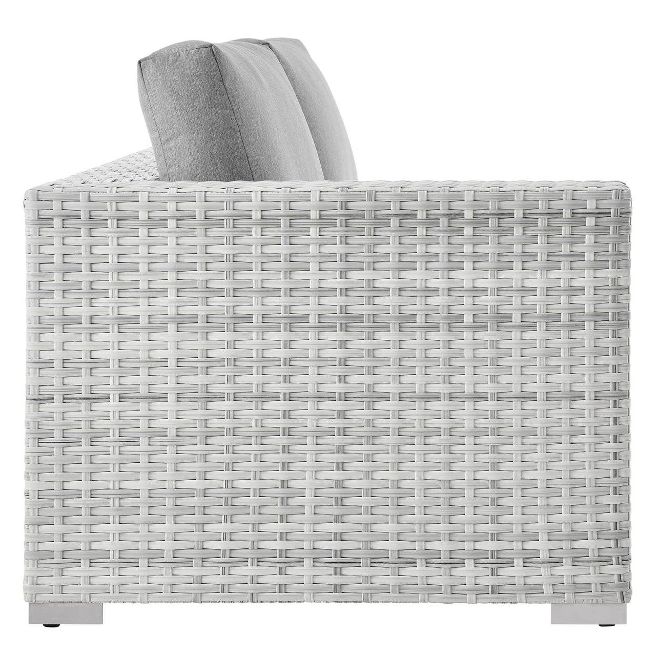 Conversation Alfresco Left-Arm Loveseat | Outdoor Modular Sectional Component, Light Gray & Gray
