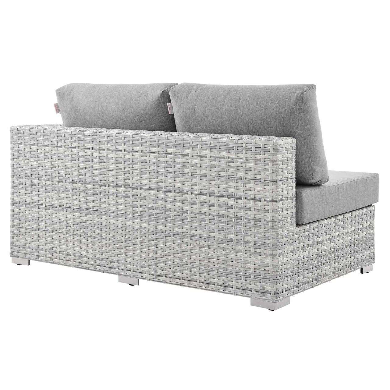 Conversation Alfresco Left-Arm Loveseat | Outdoor Modular Sectional Component, Light Gray & Gray
