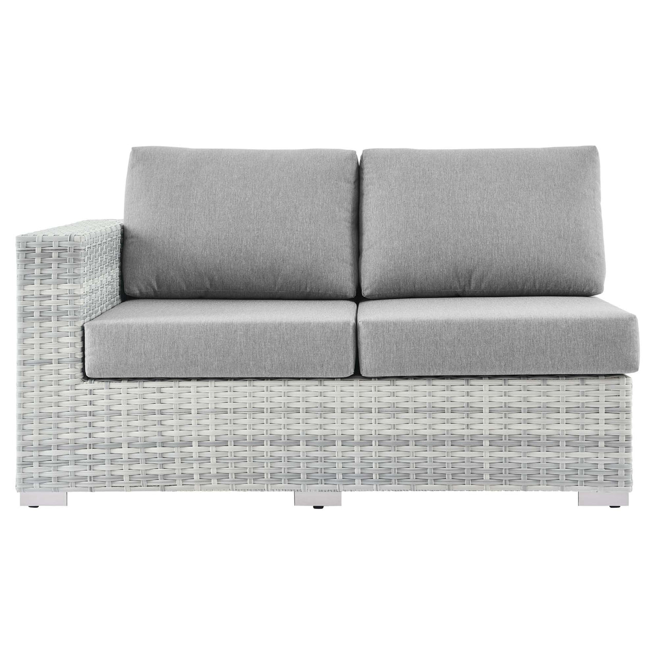 Conversation Alfresco Left-Arm Loveseat | Outdoor Modular Sectional Component, Light Gray & Gray