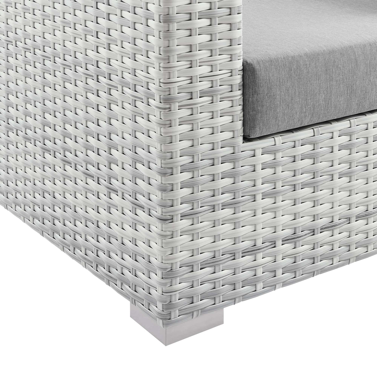 Conversation Alfresco Left-Arm Loveseat | Outdoor Modular Sectional Component, Light Gray & Gray