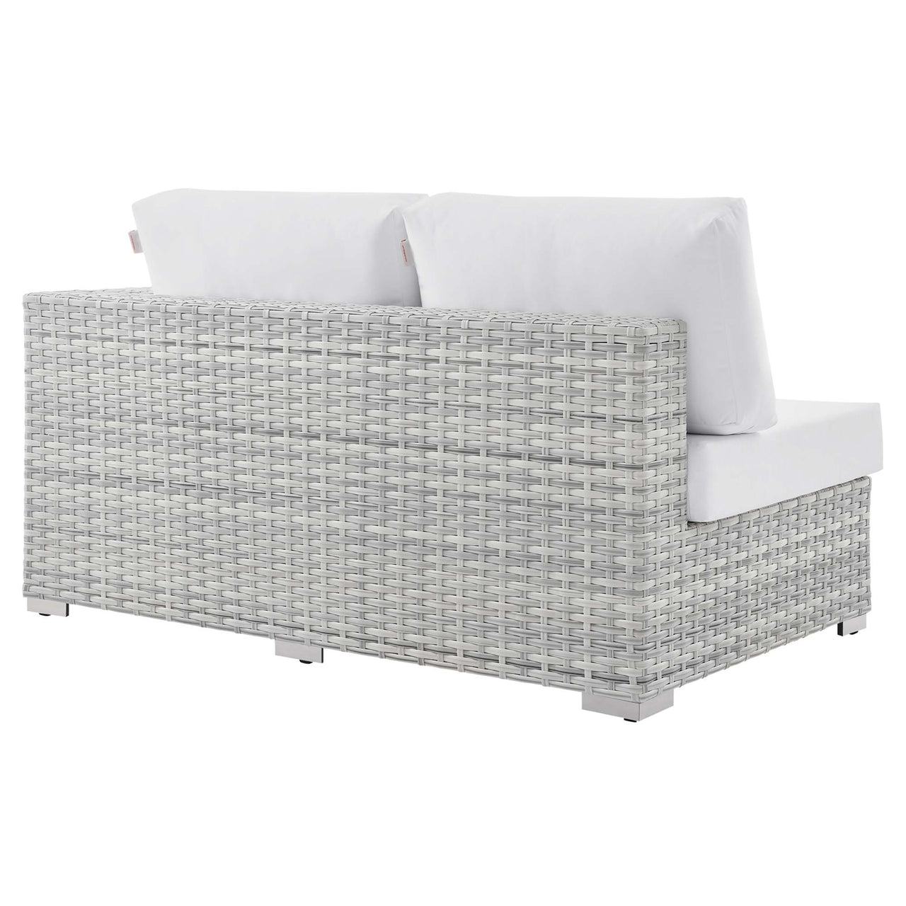 Conversation Alfresco Left-Arm Loveseat | Outdoor Modular Sectional Component, Light Gray & White
