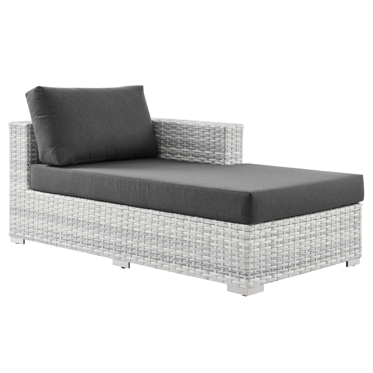 Conversation Alfresco Right Chaise | Outdoor Modular Sectional Component, Light Gray & Charcoal