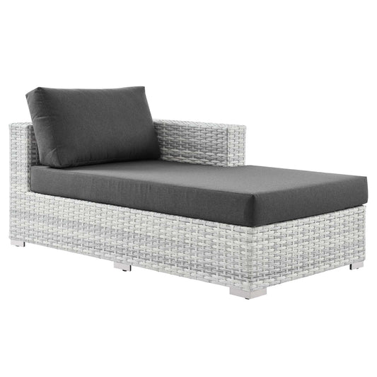 Conversation Alfresco Right Chaise | Outdoor Modular Sectional Component, Light Gray & Charcoal