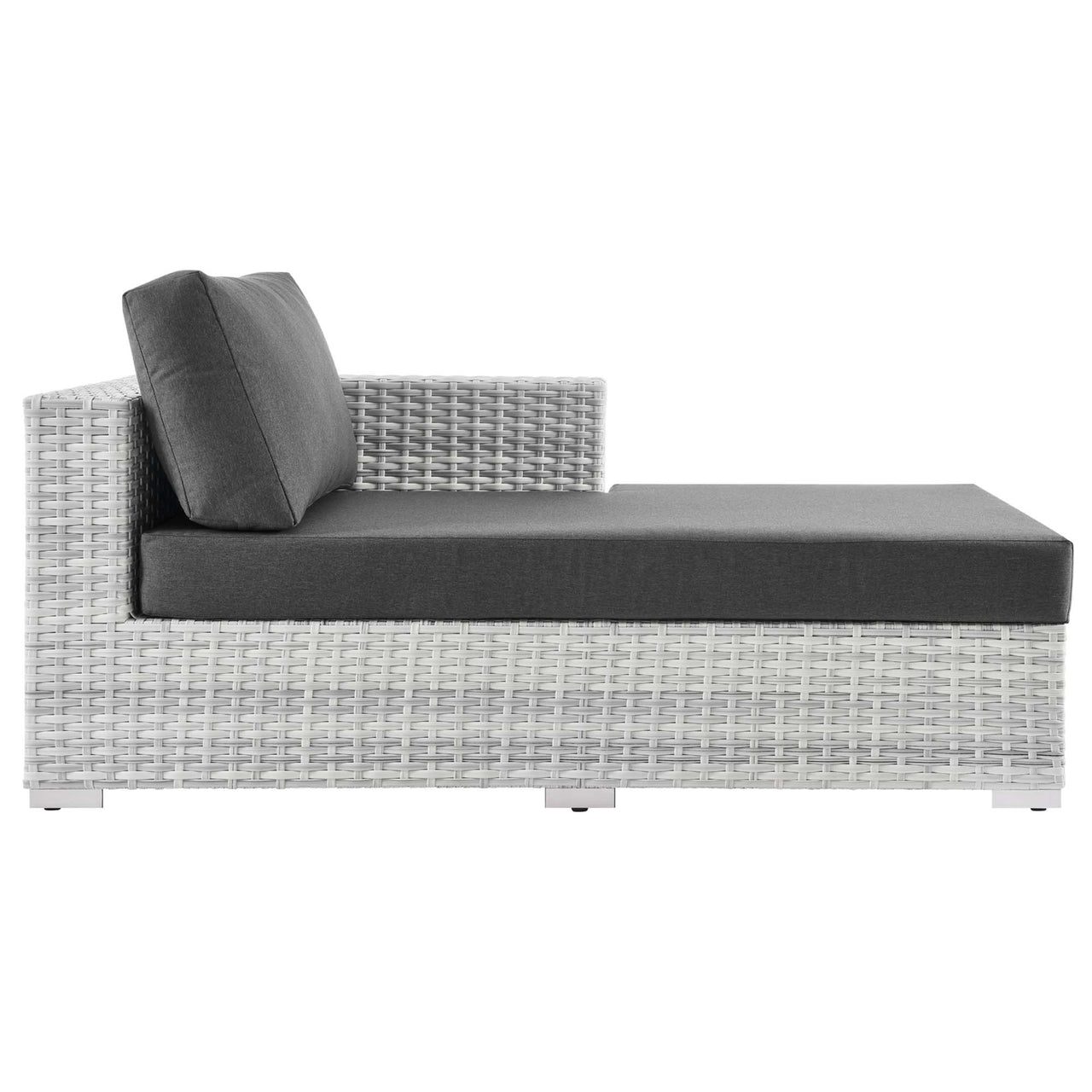 Conversation Alfresco Right Chaise | Outdoor Modular Sectional Component, Light Gray & Charcoal