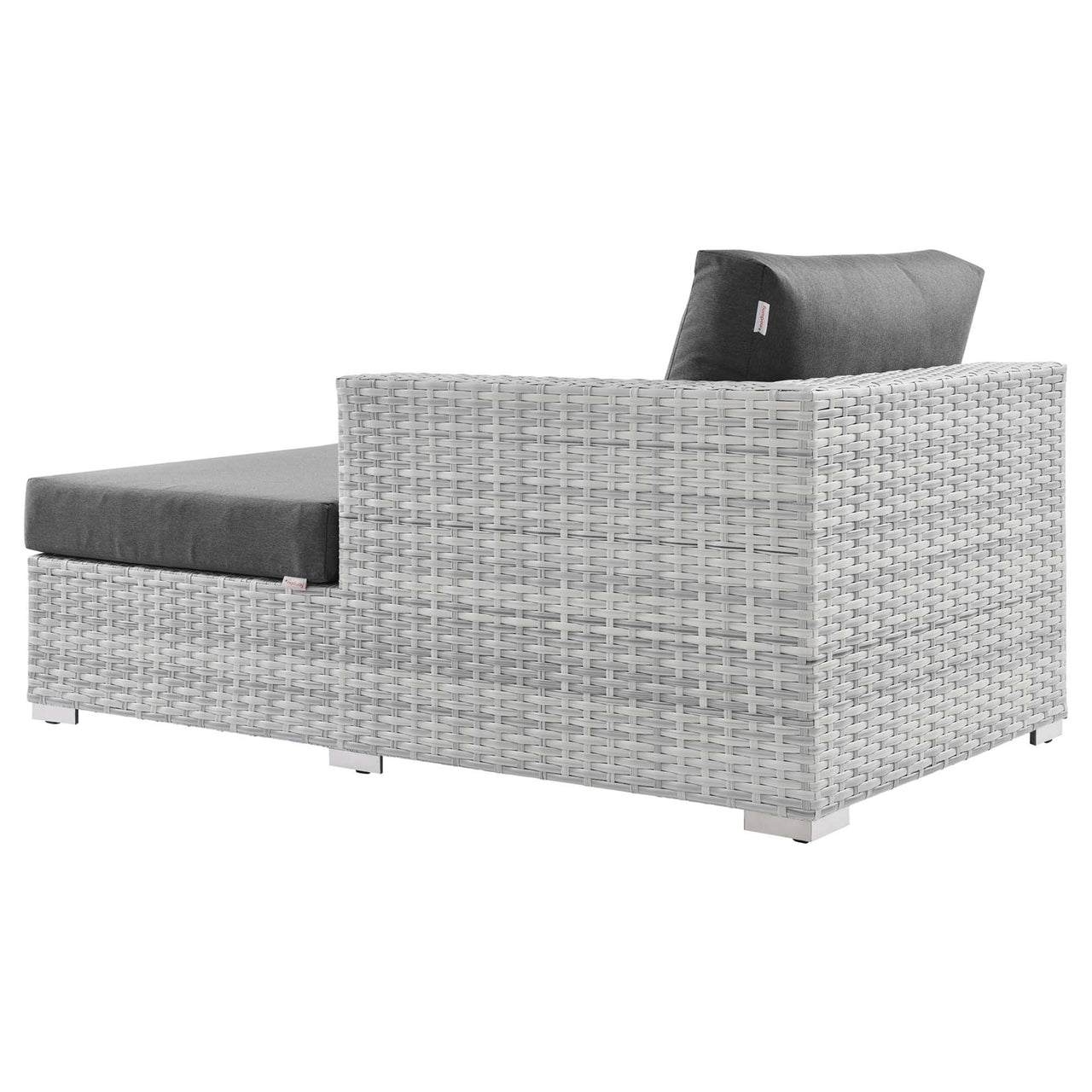 Conversation Alfresco Right Chaise | Outdoor Modular Sectional Component, Light Gray & Charcoal