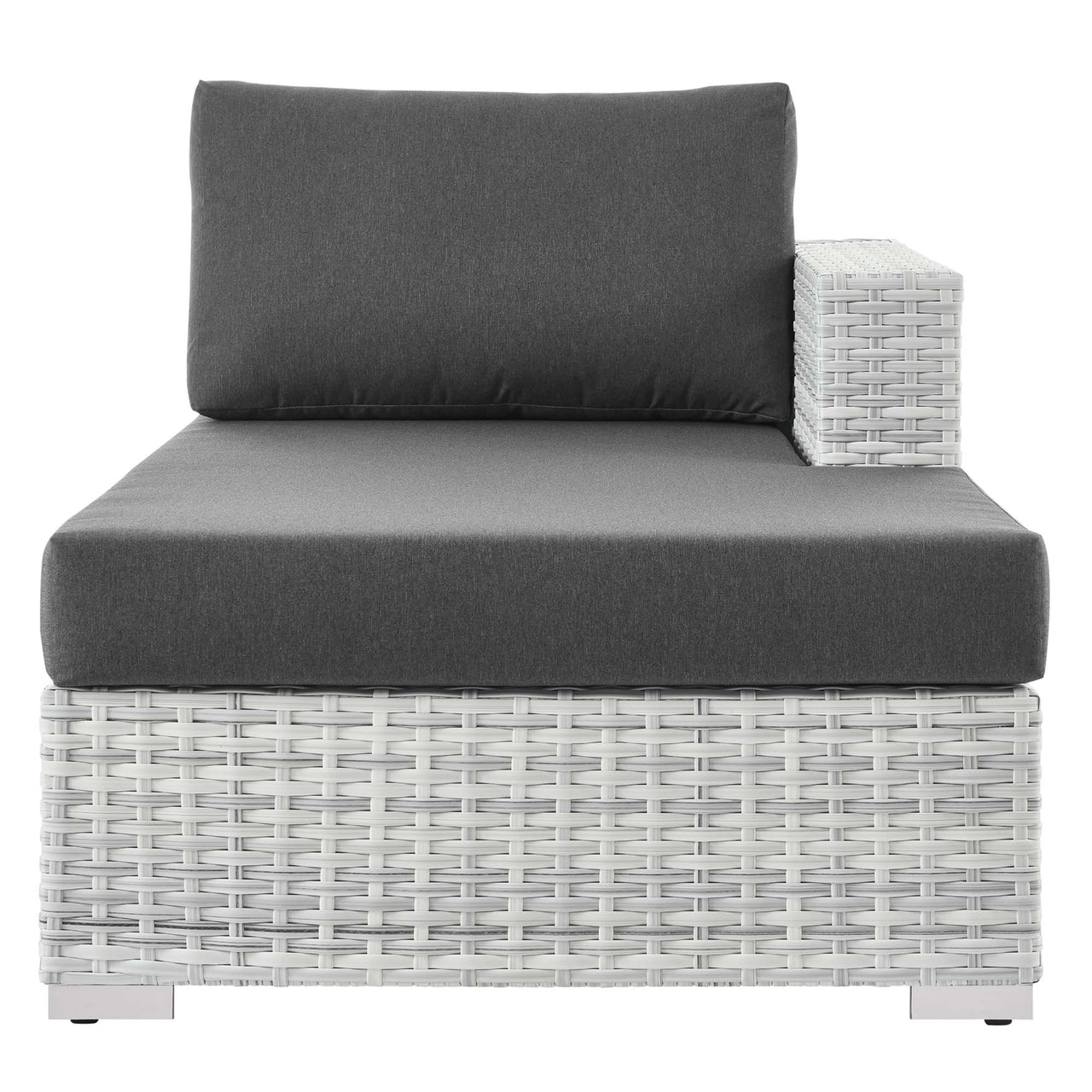 Conversation Alfresco Right Chaise | Outdoor Modular Sectional Component, Light Gray & Charcoal