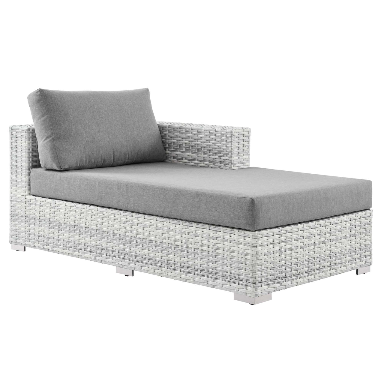 Conversation Alfresco Right Chaise | Outdoor Modular Sectional Component, Light Gray & Gray