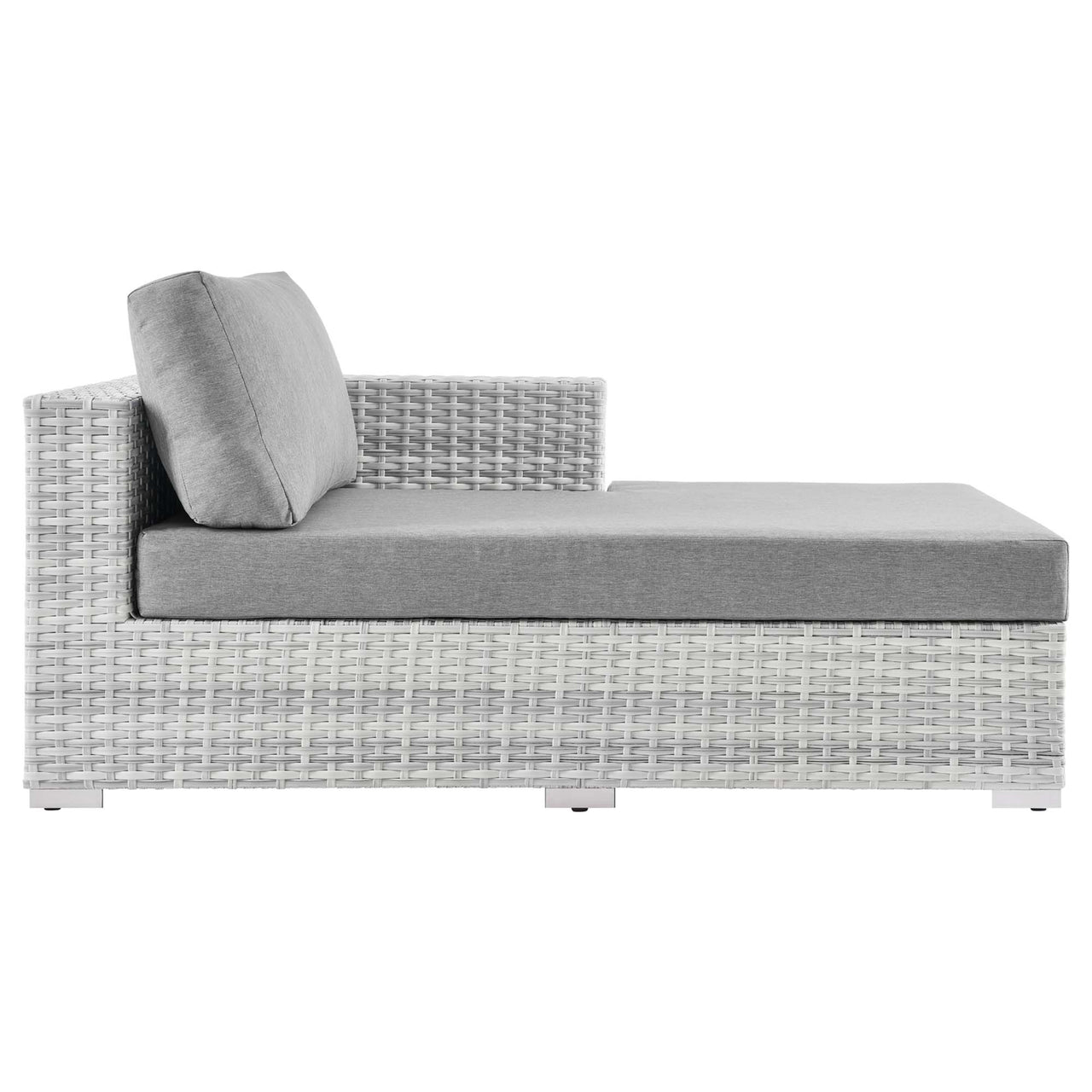 Conversation Alfresco Right Chaise | Outdoor Modular Sectional Component, Light Gray & Gray