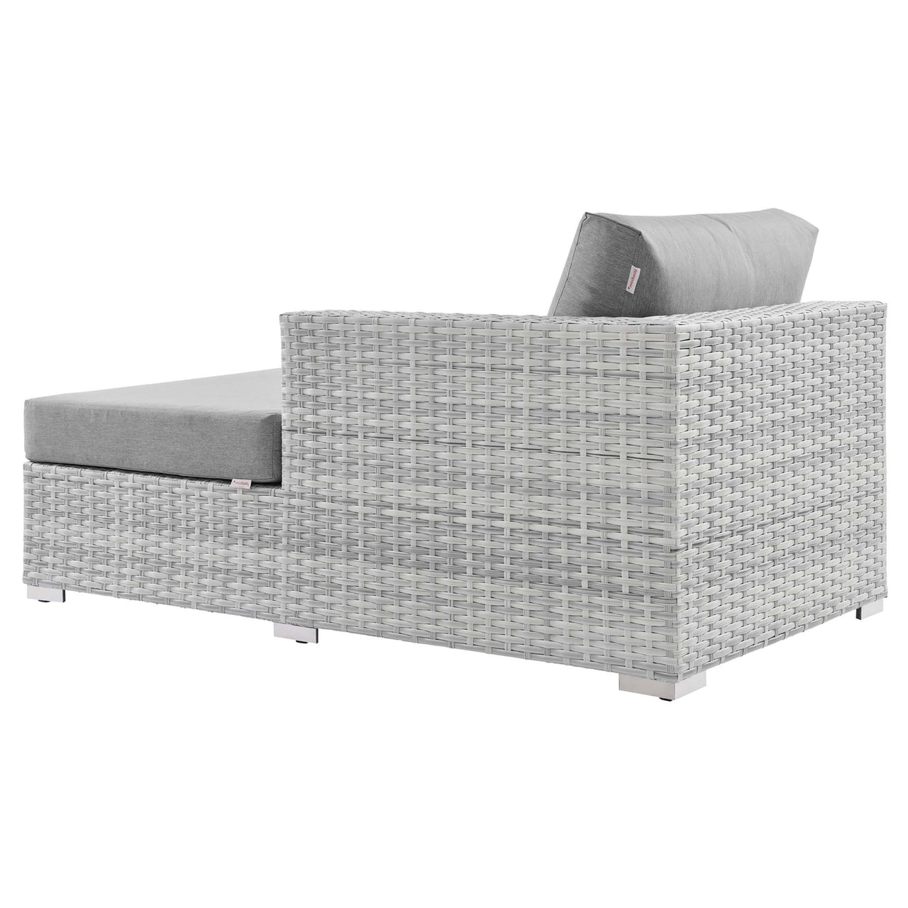 Conversation Alfresco Right Chaise | Outdoor Modular Sectional Component, Light Gray & Gray