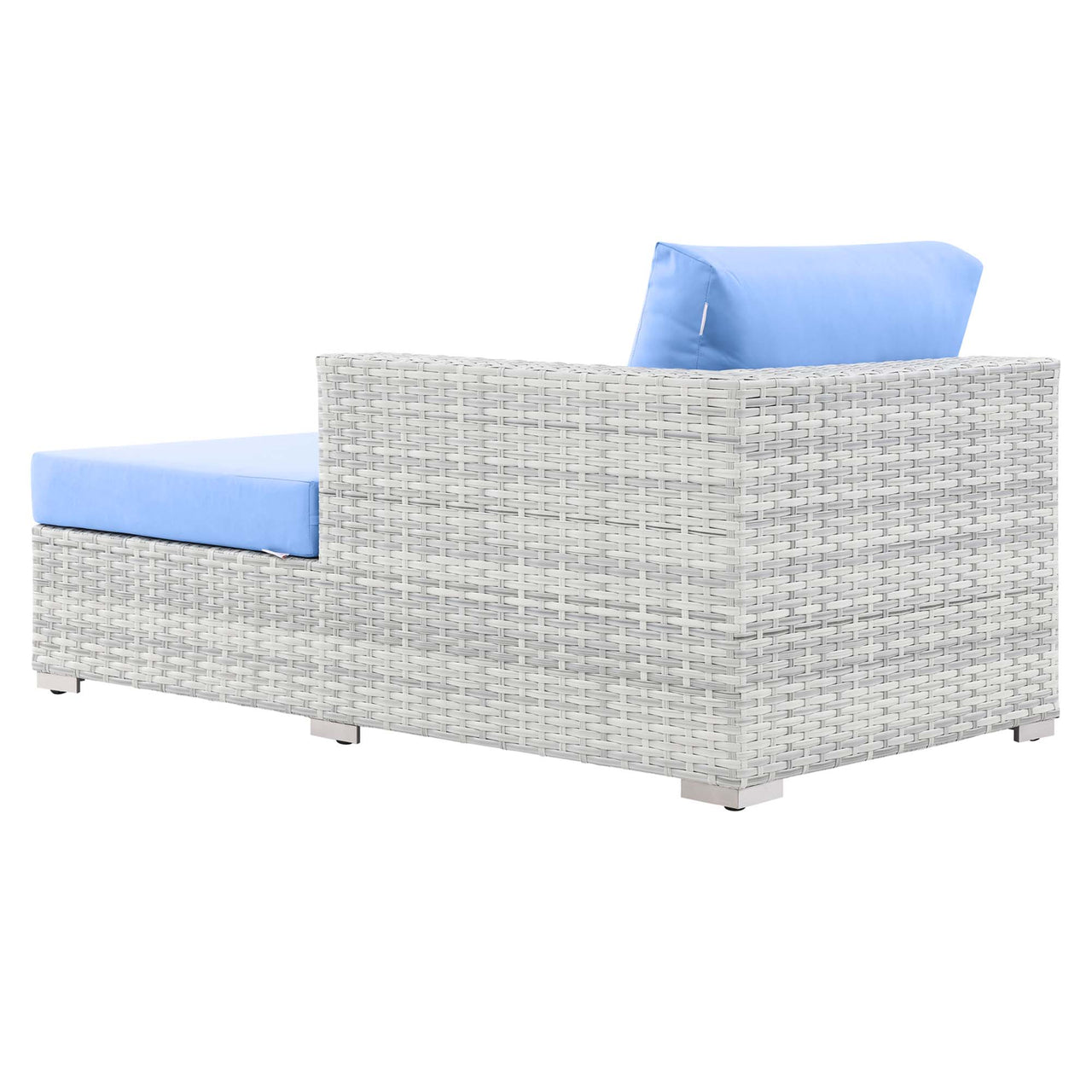 Conversation Alfresco Right Chaise | Outdoor Modular Sectional Component, Light Gray & Light Blue