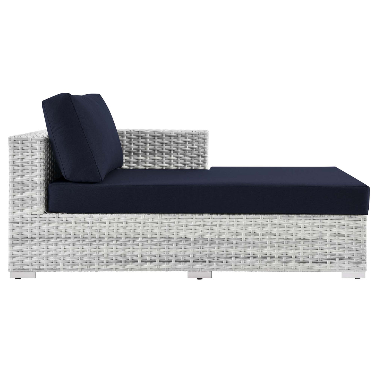 Conversation Alfresco Right Chaise | Outdoor Modular Sectional Component, Light Gray & Navy