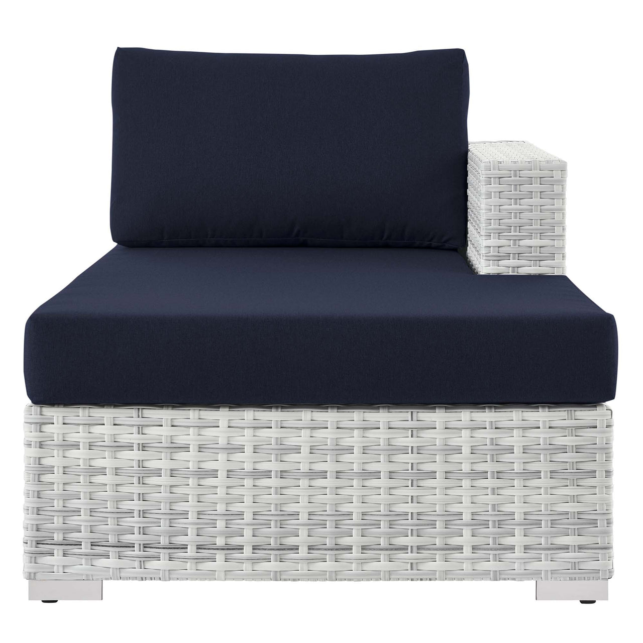 Conversation Alfresco Right Chaise | Outdoor Modular Sectional Component, Light Gray & Navy