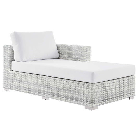 Conversation Alfresco Right Chaise | Outdoor Modular Sectional Component, Light Gray & White