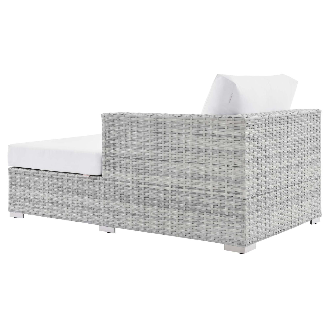 Conversation Alfresco Right Chaise | Outdoor Modular Sectional Component, Light Gray & White