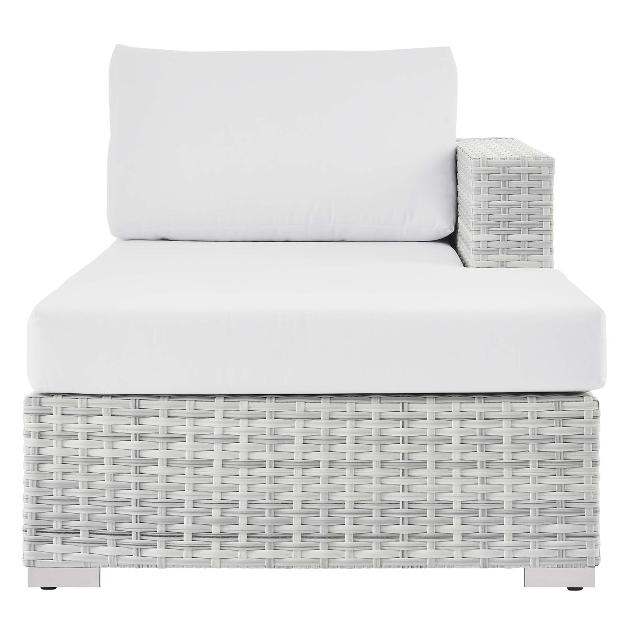 Conversation Alfresco Right Chaise | Outdoor Modular Sectional Component, Light Gray & White