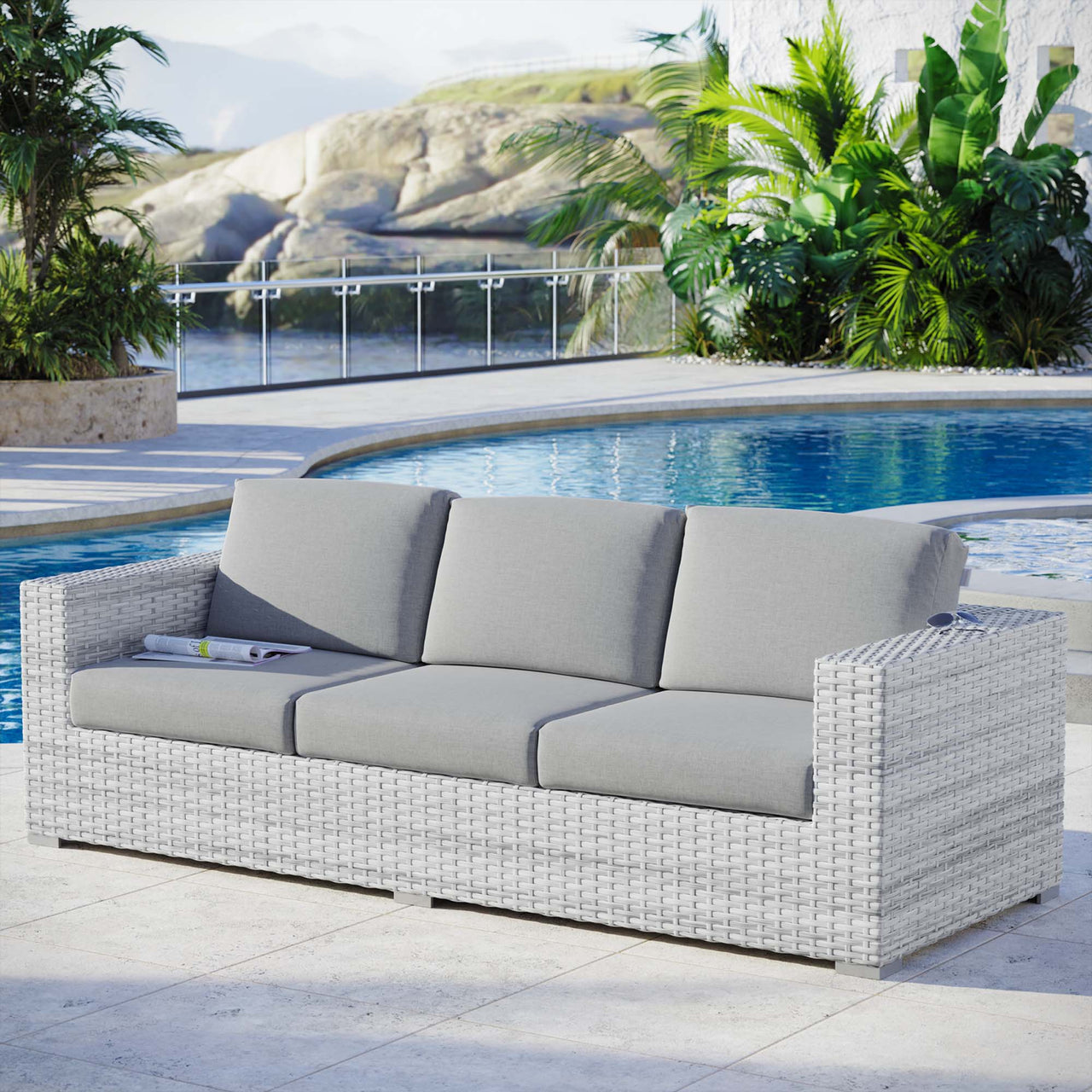 Conversation Alfresco Sofa, Light Gray & Gray