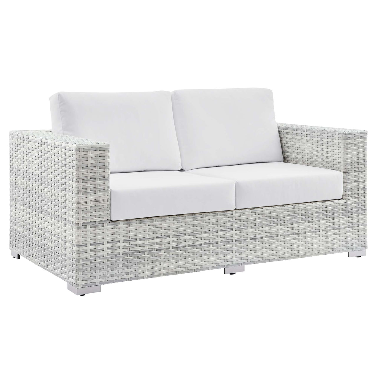 Conversation Alfresco Loveseat, Light Gray & White