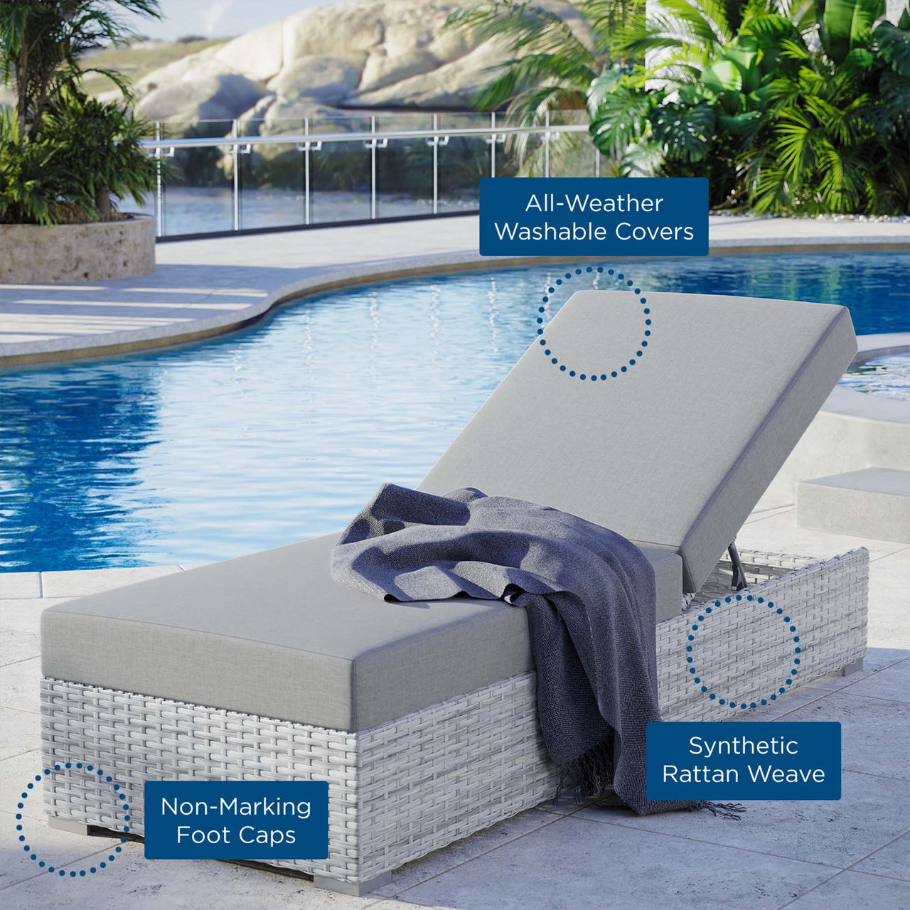 Conversation Alfresco Chaise, Light Gray & Gray