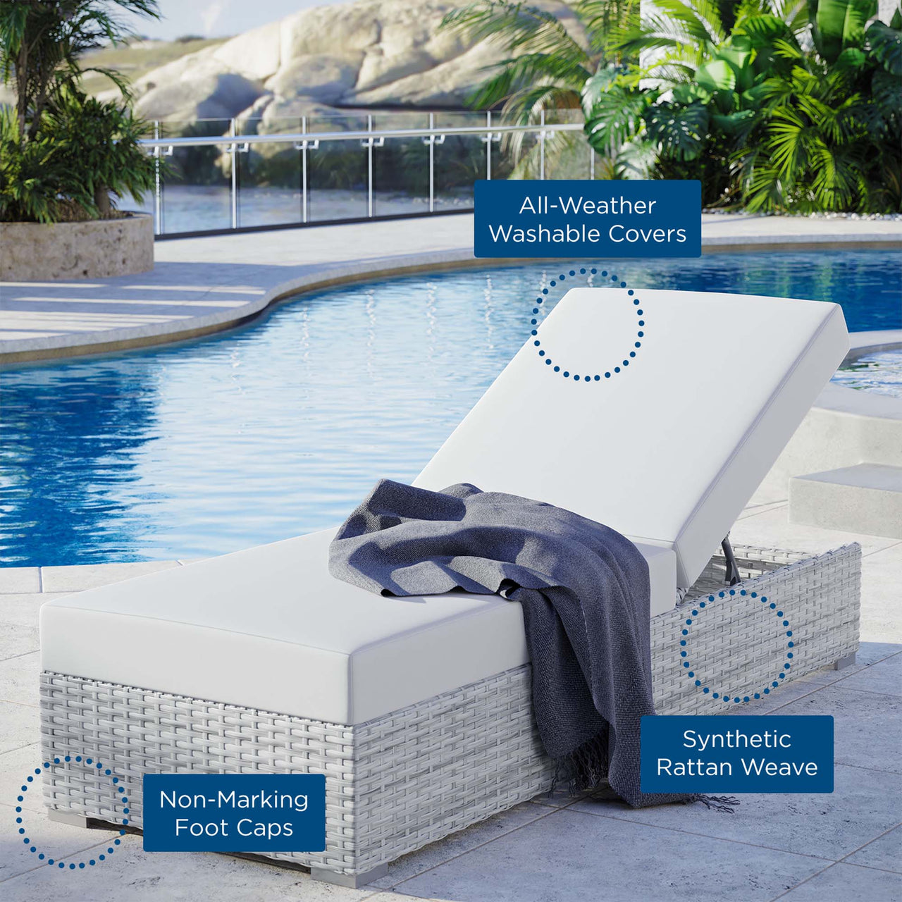 Conversation Alfresco Chaise, Light Gray & White