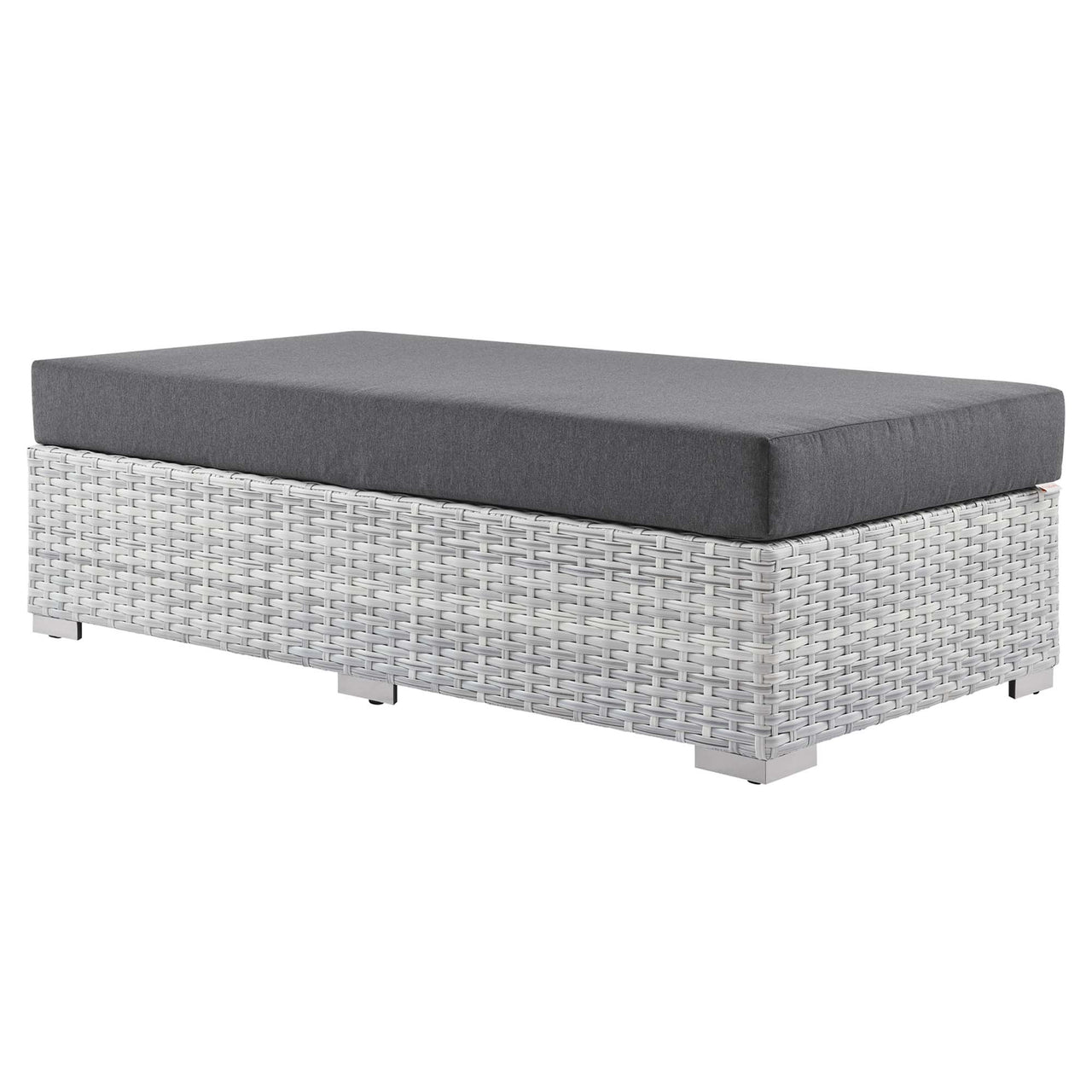 Conversation Alfresco Rectangular Ottoman, Light Gray & Charcoal