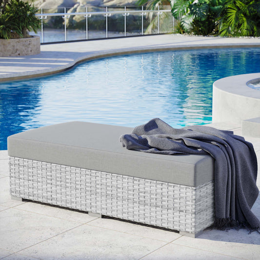 Conversation Alfresco Rectangular Ottoman, Light Gray & Gray