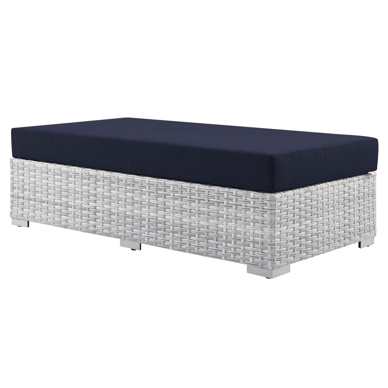 Conversation Alfresco Rectangular Ottoman, Light Gray & Navy