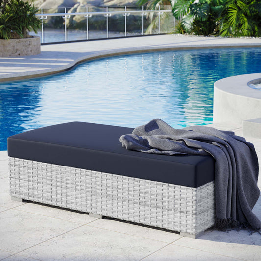 Conversation Alfresco Rectangular Ottoman, Light Gray & Navy