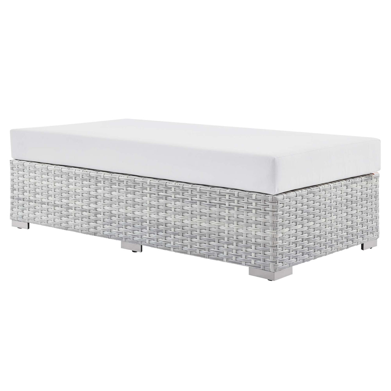Conversation Alfresco Rectangular Ottoman, Light Gray & White