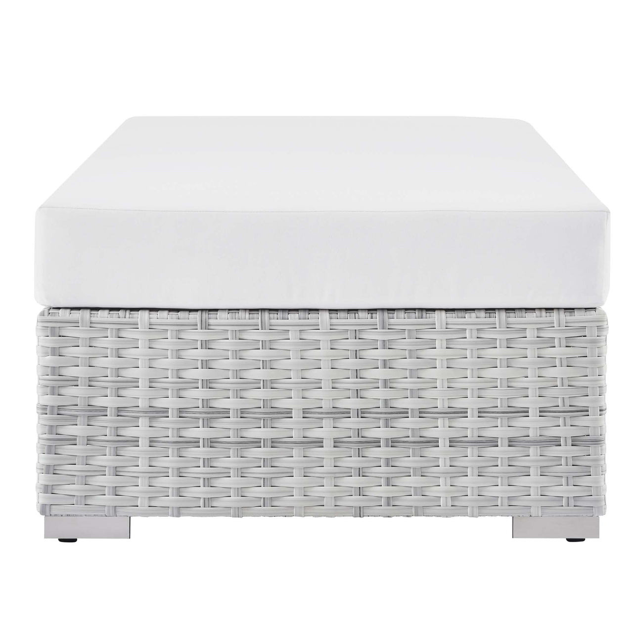 Conversation Alfresco Rectangular Ottoman, Light Gray & White