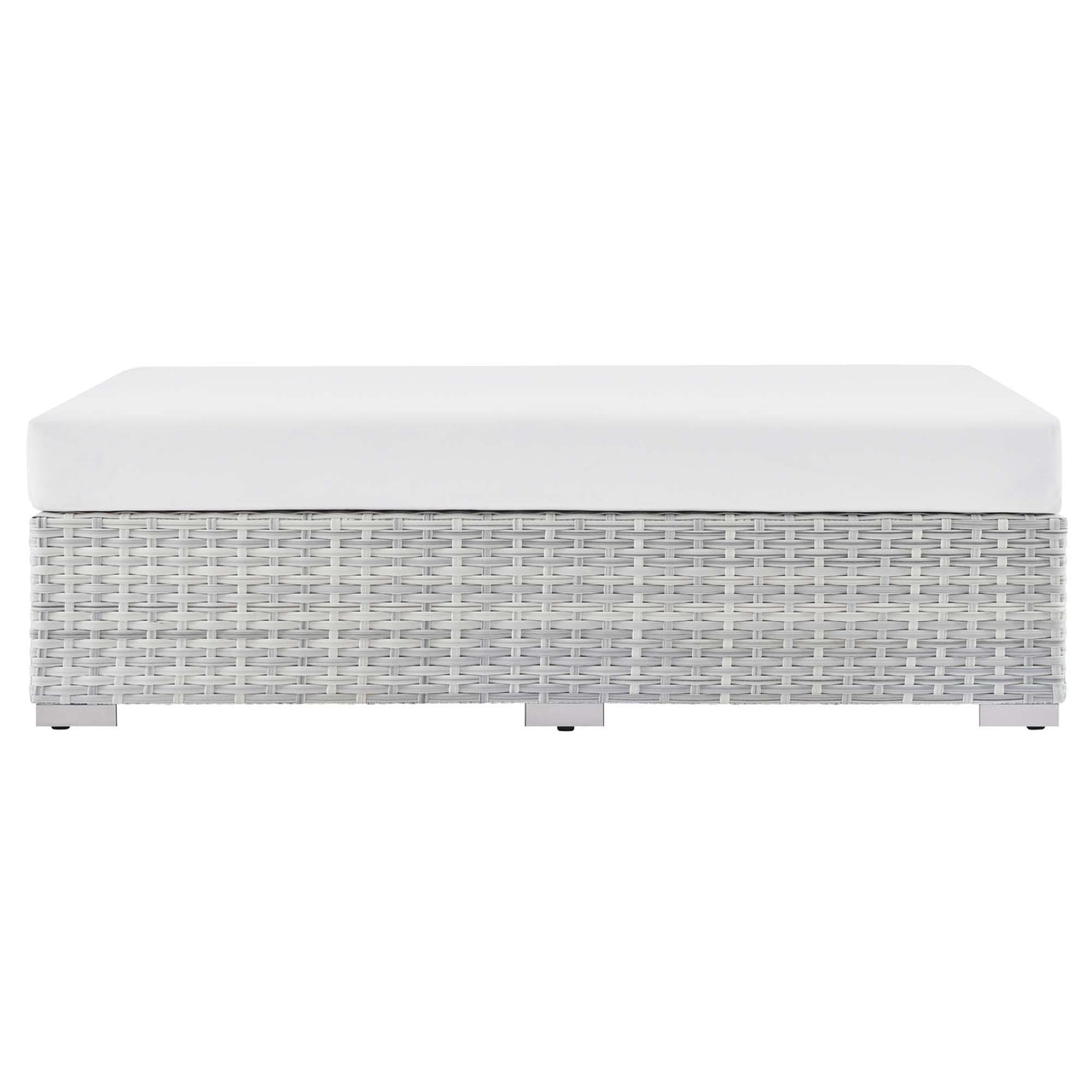 Conversation Alfresco Rectangular Ottoman, Light Gray & White